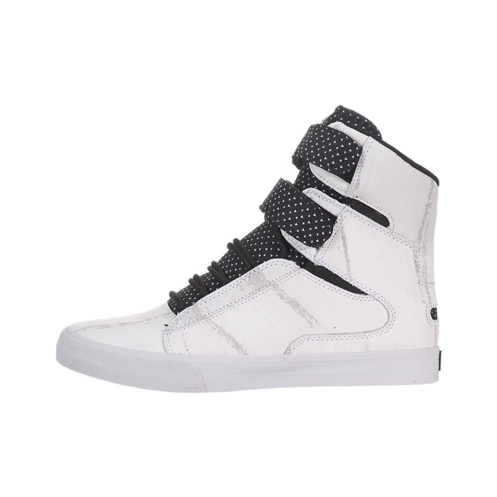 Baskets Montantes Supra Society Blanche Noir White/Black-White Homme | WUQ-49726809